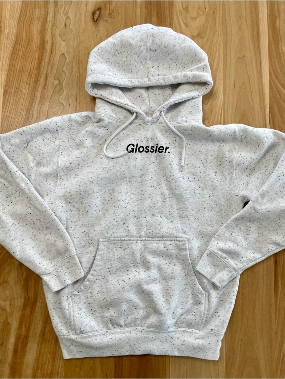 Glossier Makeup Hoodie Sweatshirt Size Small Terrazzo Speckle Grey Black Logo